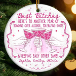Custom Ceramic Ornament - Personalized Best Friend Christmas Birthday Gifts For Women, Besties, Sisters, BFF - Together We Spark Every Day
