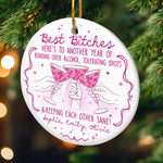 Custom Ceramic Ornament - Personalized Best Friend Christmas Birthday Gifts For Women, Besties, Sisters, BFF - Together We Spark Every Day