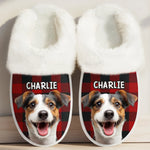 Custom Photo Fluffy Slippers With Fur Lining - Personalized Christmas Birthday Gifts For Dog Cat Lovers, Dog Dad And Mom, Cat Owners - Love In Every Footprint
