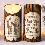 Custom LED Candle - Personalized Anniversary Wedding Gifts For Husband And Wife, Him And Her - Our Love Lights On