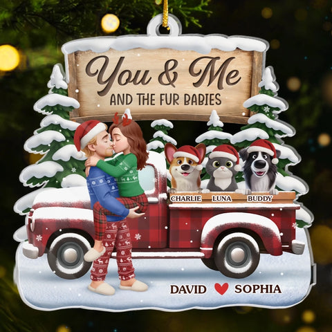 Custom Acrylic Ornament - Personalized Anniversary Christmas Wedding Gifts For Husband And Wife, Dog Cat Lovers - Just Two Humans And A Fur Army