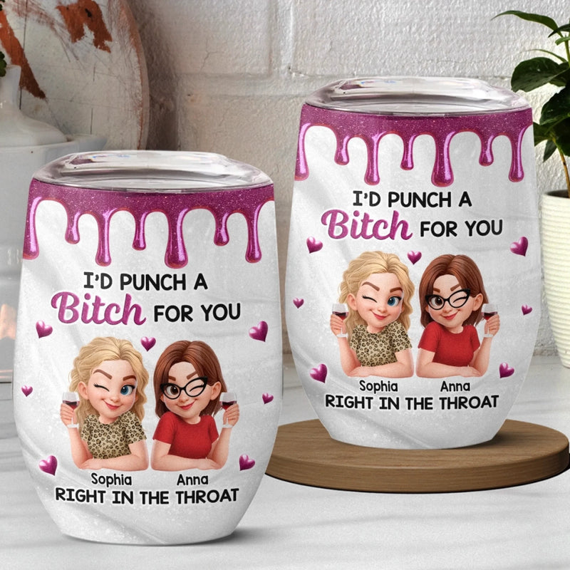 Custom Wine Tumbler - Personalized Best Friend Birthday Gifts For Women, Besties, Sisters, BFF - My Ride Or Die Since Day One