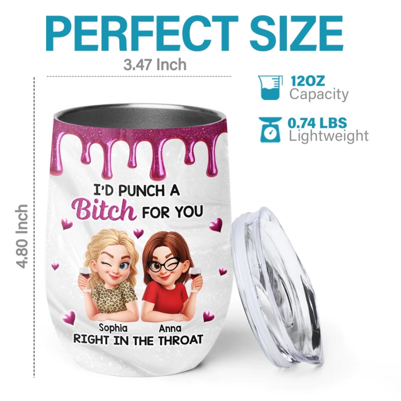 Custom Wine Tumbler - Personalized Best Friend Birthday Gifts For Women, Besties, Sisters, BFF - My Ride Or Die Since Day One