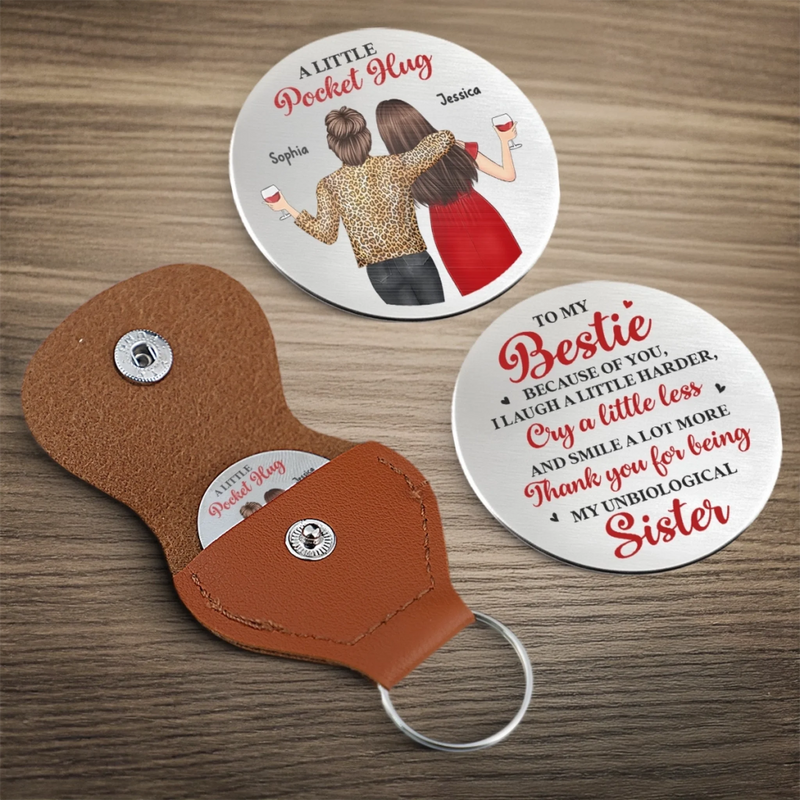 Custom Pocket Hug - Personalized Best Friend Birthday Gifts For Women, Besties, Sisters, BFF - Holiday Cheer Is Better Together