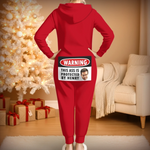 Custom Photo Adult Onesie Pajamas With Back Flap - Personalized Anniversary Christmas Wedding Gifts For Husband And Wife, Him And Her - This Love Has No Entry Zone