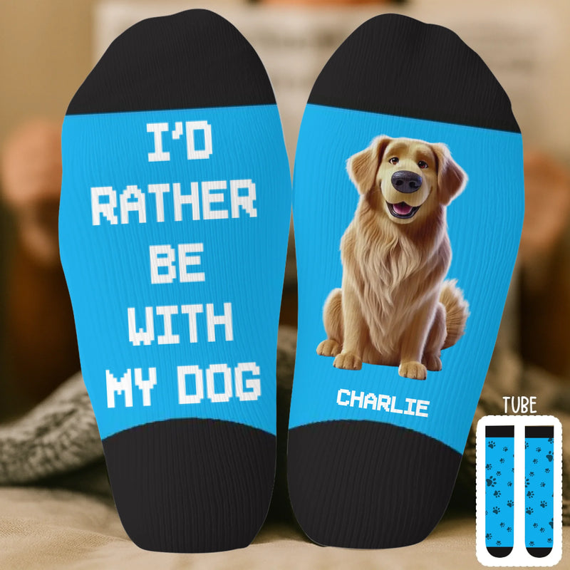 Custom Crew Socks - Personalized Birthday Gifts For Dog Lovers, Dog Dad, Dog Mom - Chillin’ With My Fur Buddy