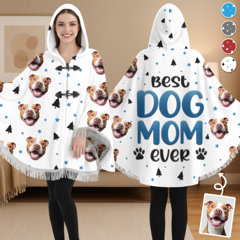 Custom Photo Poncho Wearable Blanket - Personalized Christmas Birthday Gifts For Dog Cat Lovers, Dog Dad And Mom, Cat Owners - Dog Hair Is My Glitter