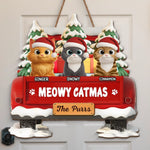 Custom Name Christmas Cat Gifts for Cat Lovers - Personalized Wood Sign