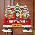 Custom Name Christmas Cat Gifts for Cat Lovers - Personalized Wood Sign