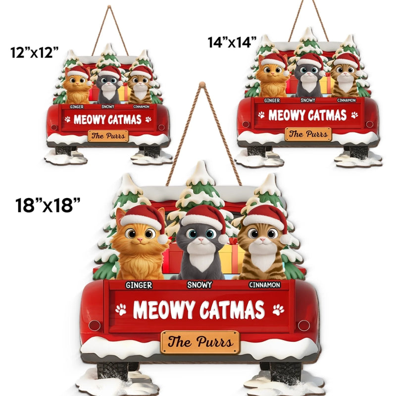 Custom Wood Sign - Personalized Christmas Birthday Gifts For Cat Lovers, Cat Mom And Dad - Whiskers Welcome Here