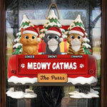 Custom Name Christmas Cat Gifts for Cat Lovers - Personalized Wood Sign