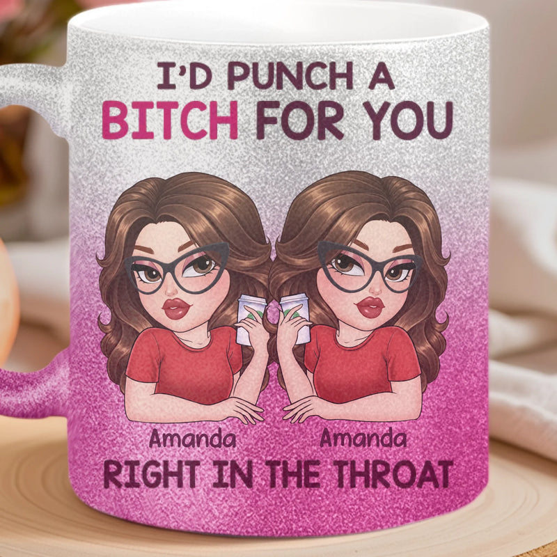 Custom 11OZ Glitter Matte Ceramic Mug - Personalized Best Friend Birthday Gifts For Women, Besties, Sisters, BFF - Besties Bring The Sunshine In