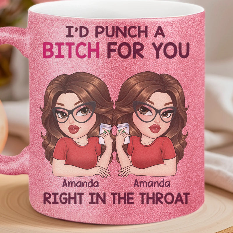 Custom 11OZ Glitter Matte Ceramic Mug - Personalized Best Friend Birthday Gifts For Women, Besties, Sisters, BFF - Besties Bring The Sunshine In