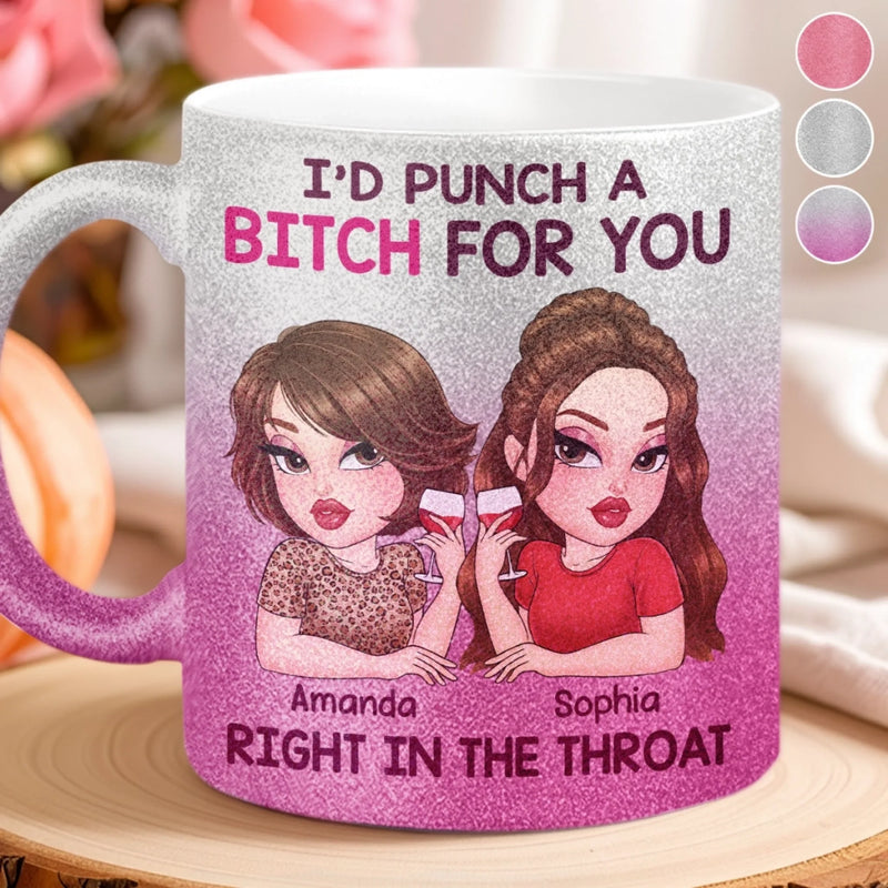 Custom 11OZ Glitter Matte Ceramic Mug - Personalized Best Friend Birthday Gifts For Women, Besties, Sisters, BFF - Besties Bring The Sunshine In