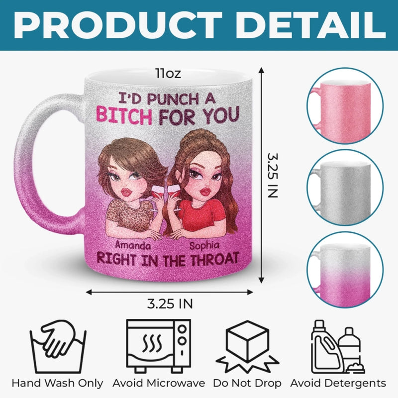Custom 11OZ Glitter Matte Ceramic Mug - Personalized Best Friend Birthday Gifts For Women, Besties, Sisters, BFF - Besties Bring The Sunshine In