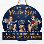 Custom Shaped Home Decor Wood Sign - Personalized Anniversary Wedding Gifts For Couple, Dog Lovers - Good Vibes And Cold Drinks