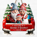 Custom Gnome Wood Sign - Personalized Christmas Birthday Gifts For Grandpa, Grandma - Bless This Home With Laughter