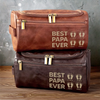 Custom Engraved Leather Toiletry Bag - Personalized Birthday Gifts For Dad, Grandpa - Wisdom Strength And Gentle Hearts