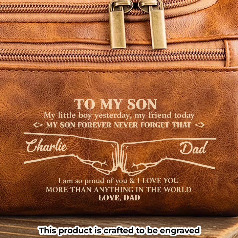 Custom Engraved Leather Toiletry Bag - Personalized Birthday Gifts For Son - Carry Confidence Wherever You Go