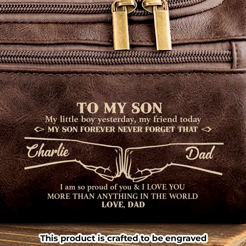 Custom Engraved Leather Toiletry Bag - Personalized Birthday Gifts For Son - Carry Confidence Wherever You Go
