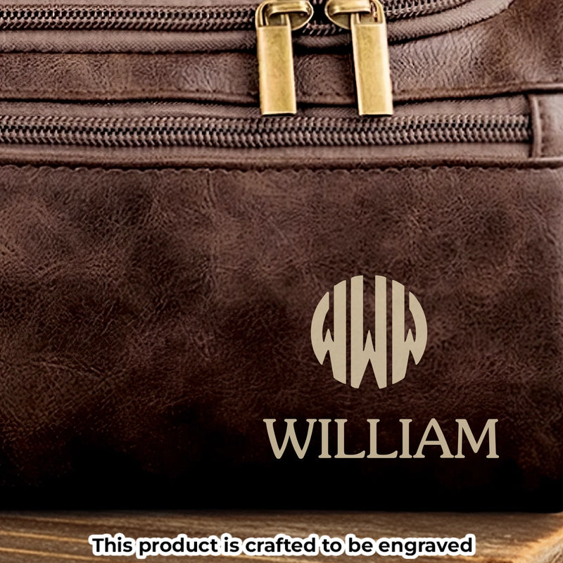 Custom Engraved Leather Toiletry Bag - Personalized Birthday Gifts For Dad, Brother, Grandpa, Husband - Journey Defines You