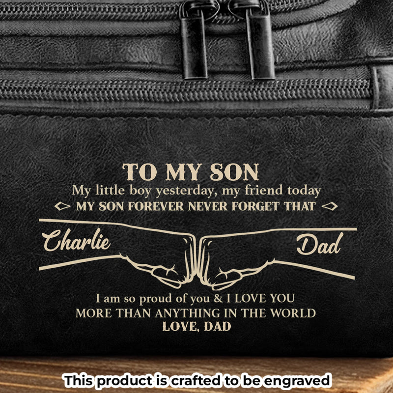 Custom Engraved Leather Toiletry Bag - Personalized Birthday Gifts For Son - Carry Confidence Wherever You Go