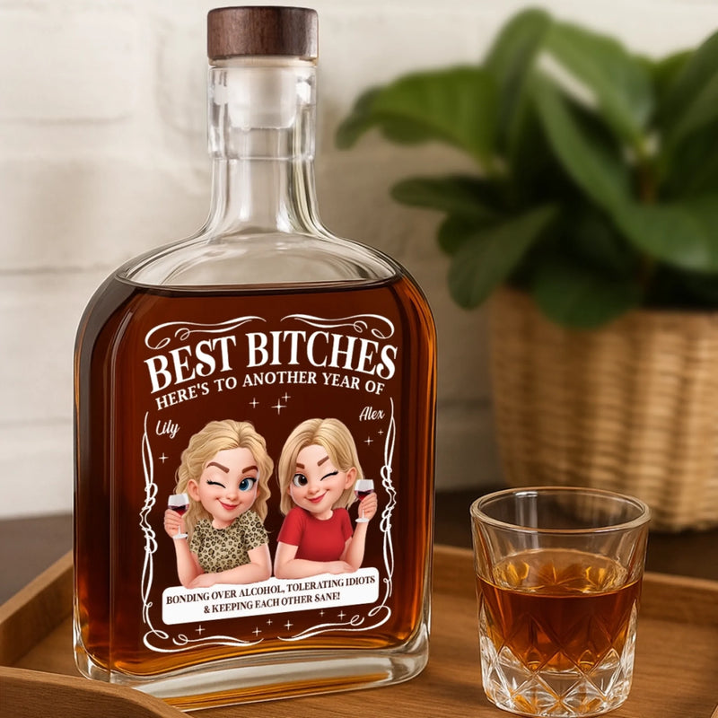 Custom Whiskey Bottle - Personalized Best Friend Birthday Gifts For Women, Besties, Sisters, BFF - Thriving On Chaos Together