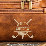Custom Name Travel Grooming Gifts - Personalized Engraved Leather Toiletry Bag