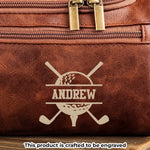 Custom Name Travel Grooming Gifts - Personalized Engraved Leather Toiletry Bag