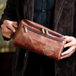 Custom Name Travel Grooming Gifts - Personalized Engraved Leather Toiletry Bag