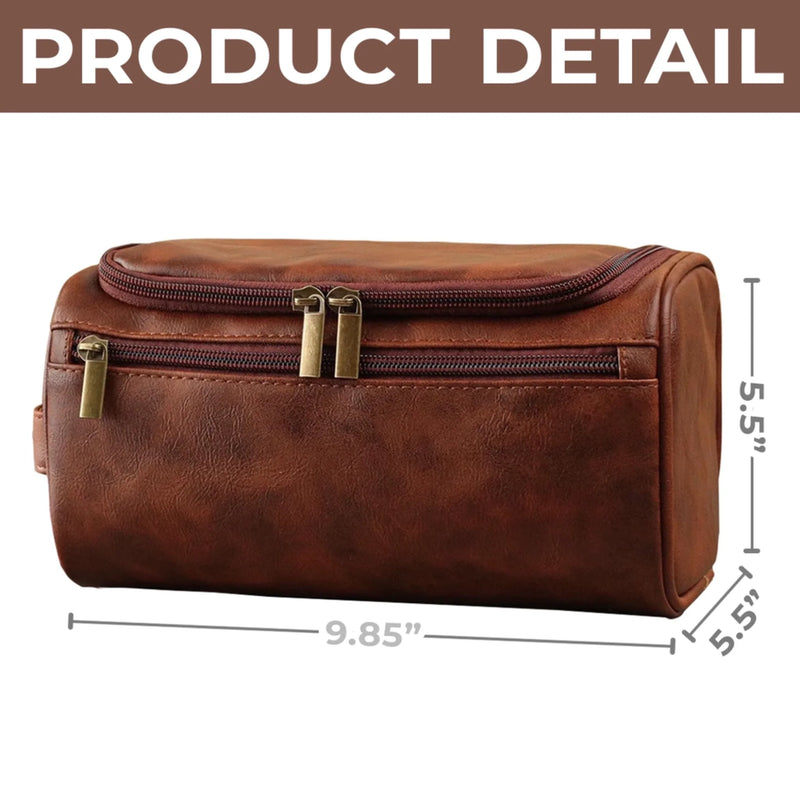Custom Engraved Leather Toiletry Bag - Personalized  Christmas Birthday American Football Gifts For Football Lovers, Sports Fans, Sports Lovers - Keep Your Gear Game Strong