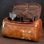Custom Engraved Leather Toiletry Bag - Personalized  Christmas Birthday Baseball Gifts For Baseball Lovers, Sports Fans, Sports Lovers - Every Stitch Tells A Story