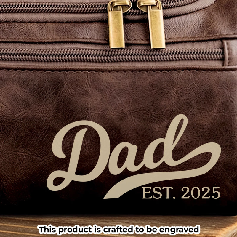 Custom Engraved Leather Toiletry Bag - Personalized Birthday Gifts For Dad - Strong Roots Gentle Hearts