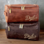 Custom Engraved Leather Toiletry Bag - Personalized Birthday Gifts For Dad - Strong Roots Gentle Hearts