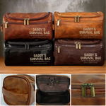 Custom Engraved Leather Toiletry Bag - Personalized Birthday Gifts For Dad, Grandpa - Generations Bound By Care