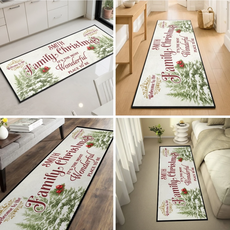 Custom Runner Rug - Personalized Christmas Birthday Gifts For Mom, Dad, Brother, Sister, Kids - Love Shines Bright This Christmas