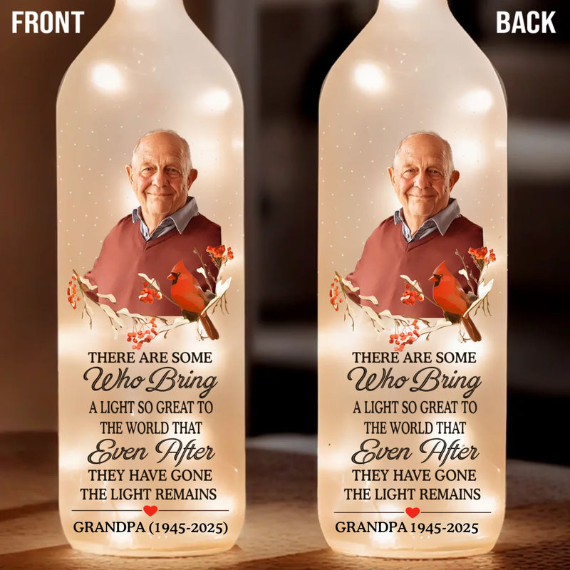 Custom Photo Always In My Heart, Never Far Away - Memorial Personalized Custom Bottle Lamp - Sympathy Gift For Family Members