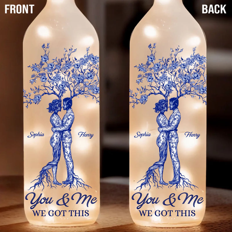 Custom Bottle Lamp - Personalized Anniversary Wedding Gifts For Husband And Wife, Him And Her - Roots Of Love Run Deep