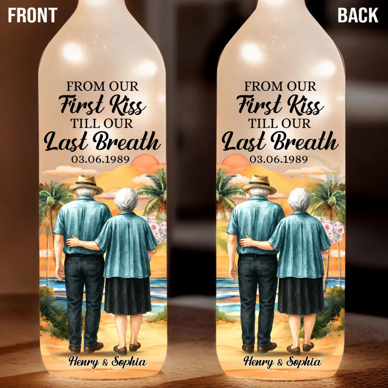 Custom Bottle Lamp - Personalized Anniversary Wedding Gifts For Husband And Wife, Him And Her - Together From First Kiss To Always