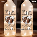 Lampara de Botella con Foto Personalizada - Regalos Personalizados de Aniversario y Boda para Esposo y Esposa, El y Ella - Contigo Todo Es Mejor