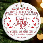 Custom Ceramic Ornament - Personalized Best Friend Christmas Birthday Gifts For Women, Besties, Sisters, BFF - No Bad Vibes Allowed