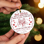 Custom Ceramic Ornament - Personalized Best Friend Christmas Birthday Gifts For Women, Besties, Sisters, BFF - No Bad Vibes Allowed