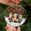 Custom Circle Glass Ornament - Personalized Best Friend Christmas Birthday Gifts For Women, Besties, Sisters, BFF - Good Energy Only