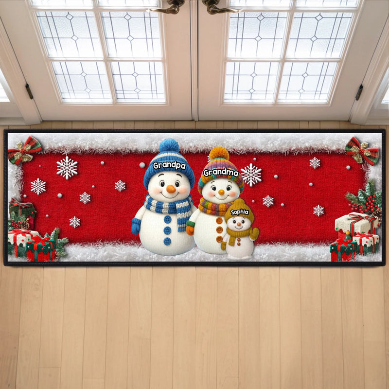 Custom Snowman Runner Rug - Personalized Christmas Birthday Gifts For Grandpa, Grandma - Where Love Finds Its Way Home