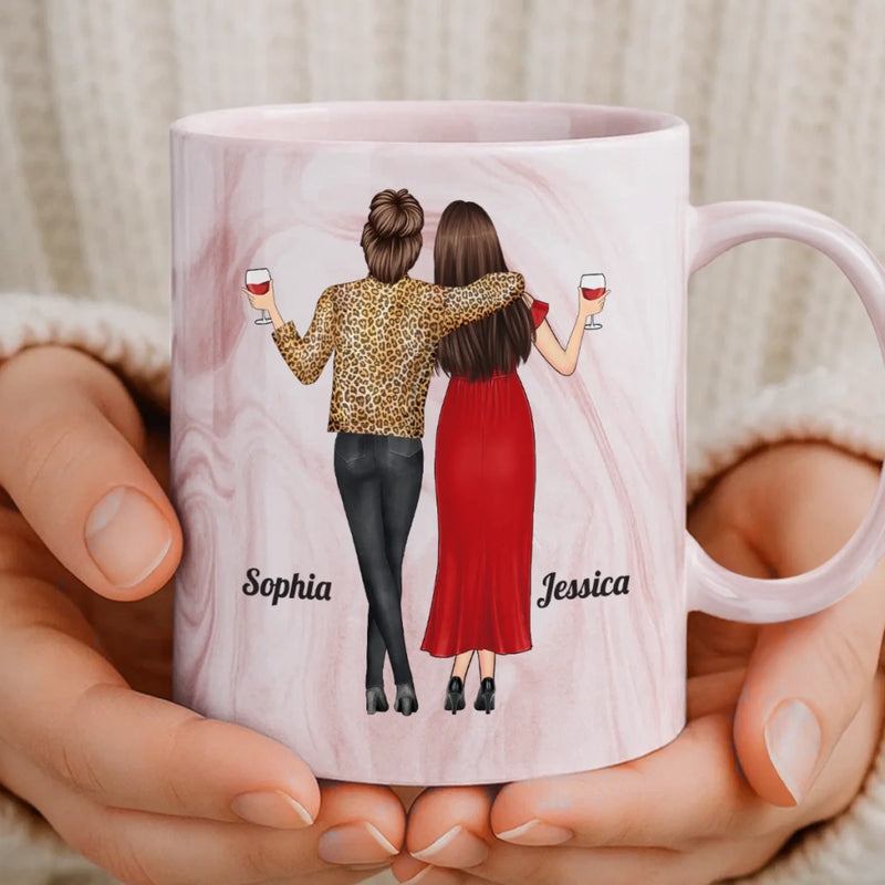 Custom 11oz Pink Marble Mug - Personalized Best Friend Birthday Gifts For Women, Besties, Sisters, BFF - Together We Shine Brighter