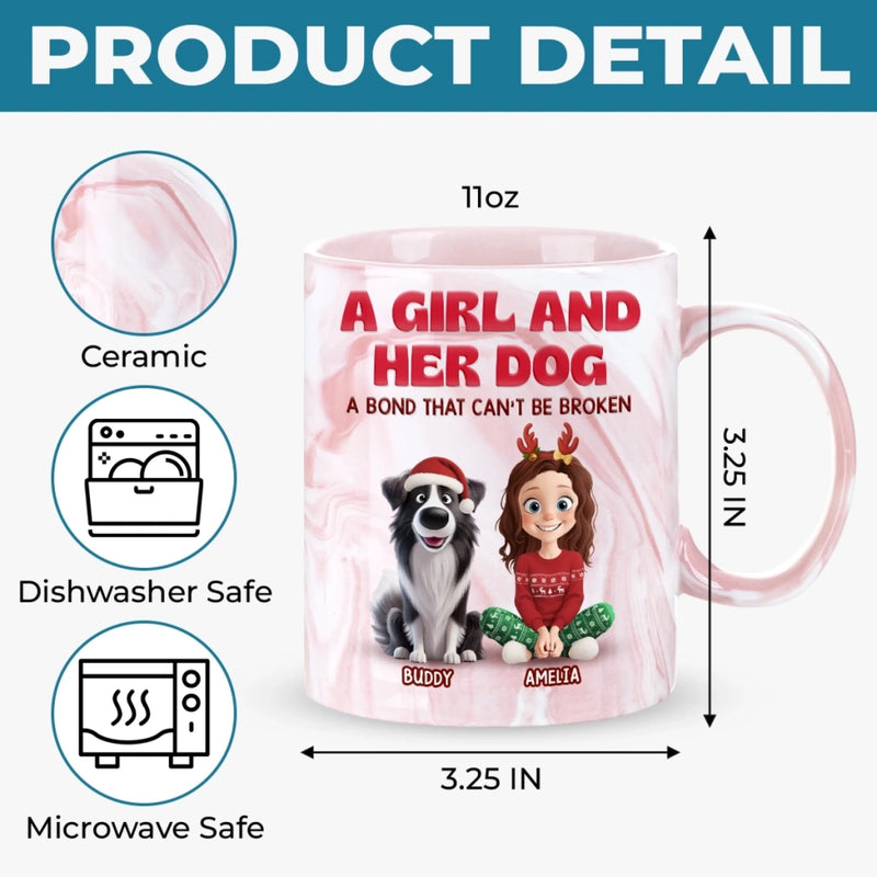 Custom 11oz Pink Marble Mug - Personalized Christmas Birthday Gifts For Dog Lovers, Dog Dad And Mom - Just A Girl And Her Chaos Coordinator
