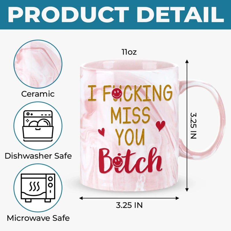 Custom 11oz Pink Marble Mug - Personalized Best Friend Birthday Gifts For Women, Besties, Sisters, BFF - Pretty Minds Pink Hearts