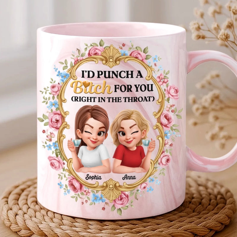 Custom 11oz Pink Marble Mug - Personalized Best Friend Birthday Gifts For Women, Besties, Sisters, BFF - Congrat On Being My Besties