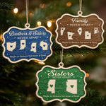 Custom Long Distance Wood Ornament - Personalized Christmas Birthday Gifts For Brother, Sister - Sibling Love Knows No Borders