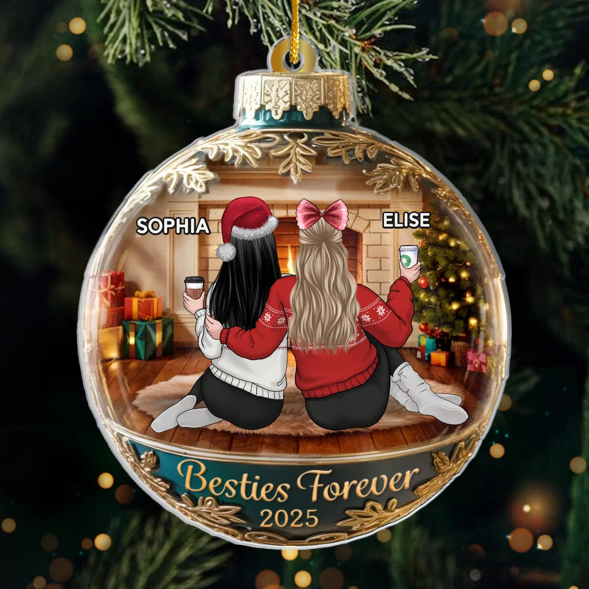 Custom Acrylic Ornament - Personalized Best Friend Christmas Birthday Gifts For Women, Besties, Sisters, BFF - More Laughs Less Drama
